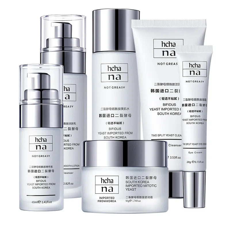 Repair Skin Care Set 6PCS Face Cream Cleanser Toner Eye Cream Yeast Niacinamide Serum Moisturizing Brighten Oil Control Skincare