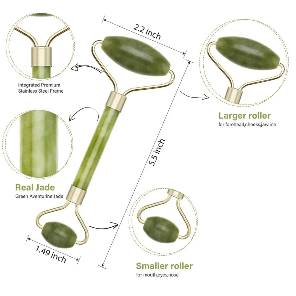 Jade Roller Facial Ridged Roller Skin Massage Tools Anti Aging and Wrinkles for Face, Eye, Neck, Body for Lymphatic Massage