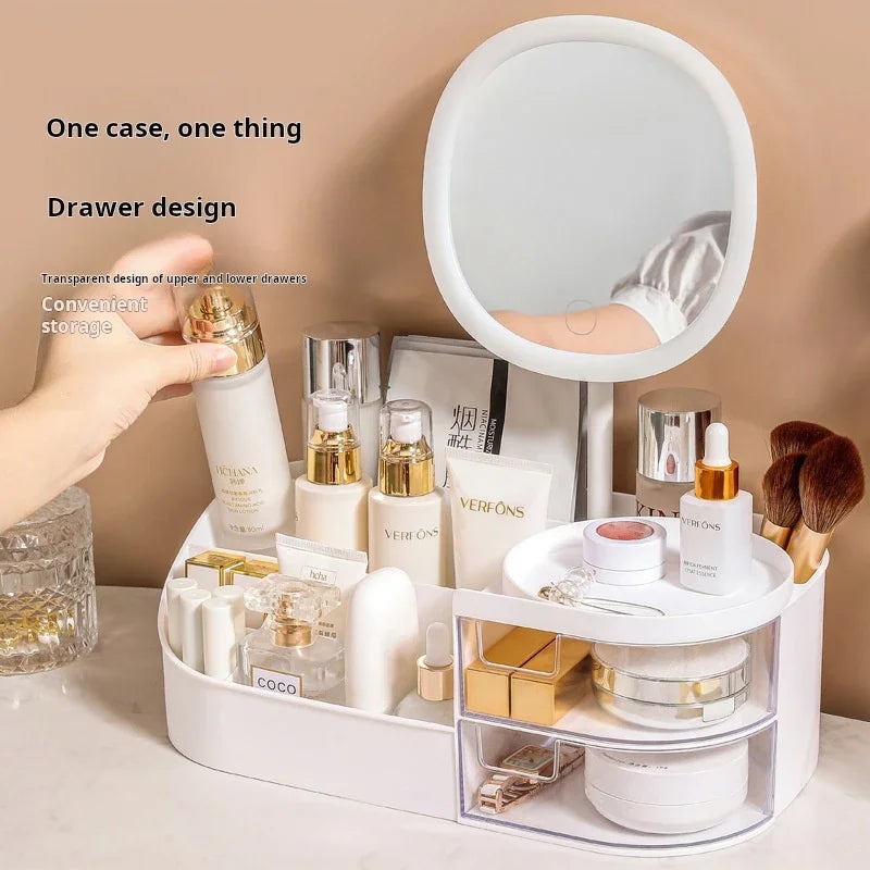 Makeup Mirror Skincare Storage Rack Lipstick Sorting Box