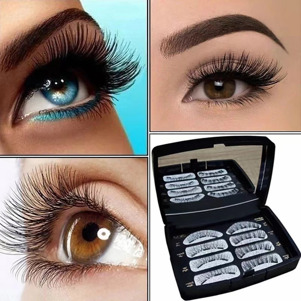 Mix Eyelashes 2 Pairs Double Magnet False Lashes Set 3D Magnetic Eyelashes with Acrylic Box Reusable Makeup Tool Girls' Gift