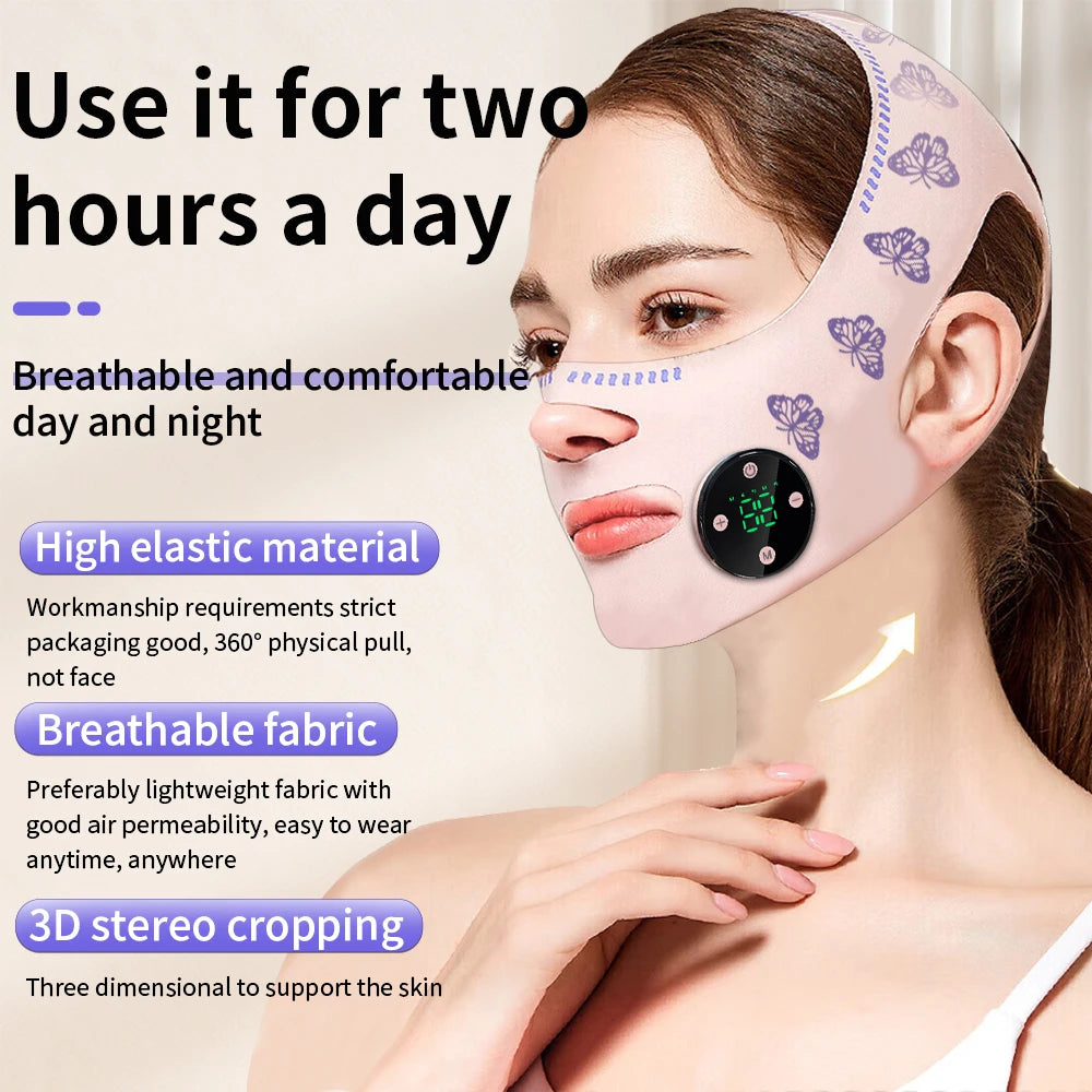 NEW EMS Head Massage USB Charging Facial Slimming Strap Face Lifting Reduce Double Chin Cheek Lift Up Face Thin Mask