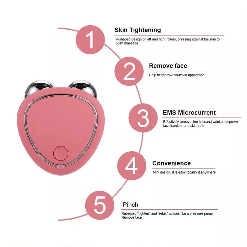 2023 Beauty Instrument V-Shape Firming Roller Ems Skin Tightening Toning Microcurrent Facial Massager Device For Face Lifting