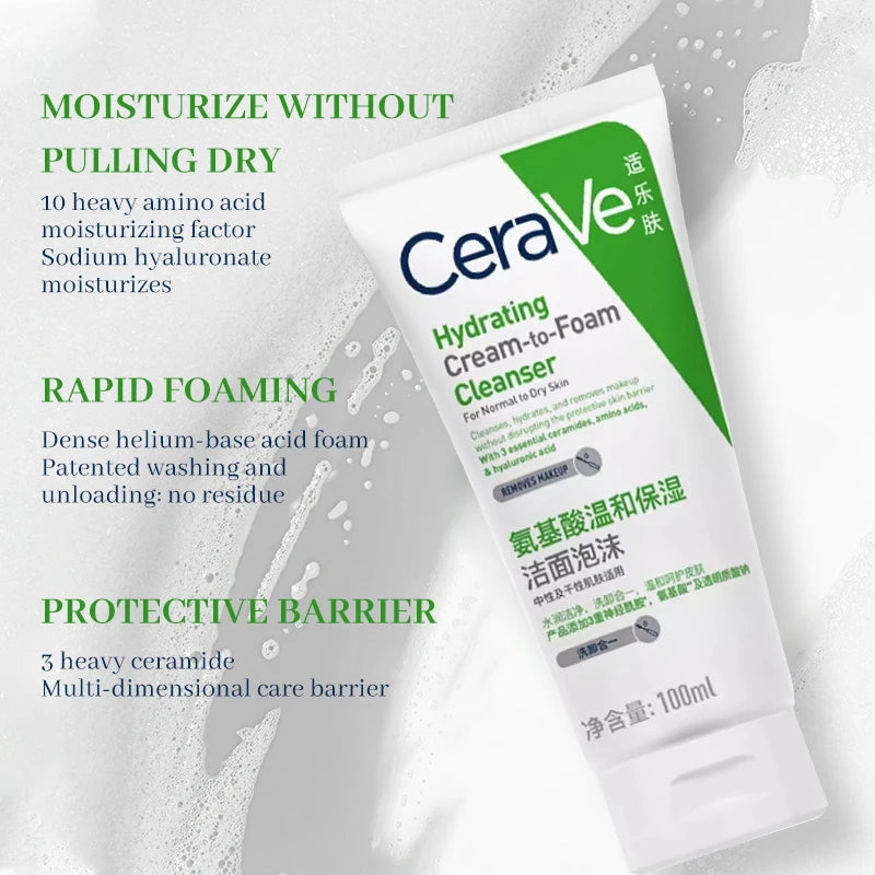 CeraVe Amino Acid Foaming Facial Cleanser Moisturizing Gentle Cleansing 100ml