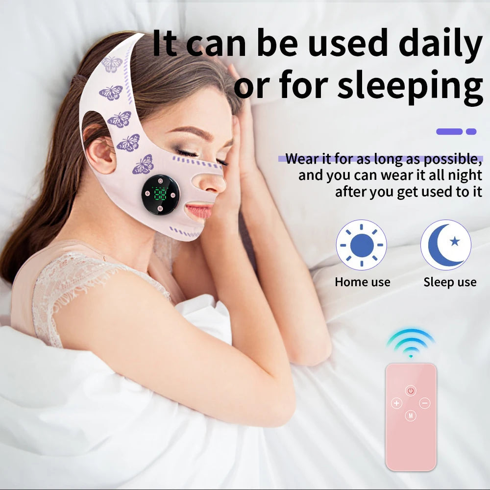NEW EMS Head Massage USB Charging Facial Slimming Strap Face Lifting Reduce Double Chin Cheek Lift Up Face Thin Mask