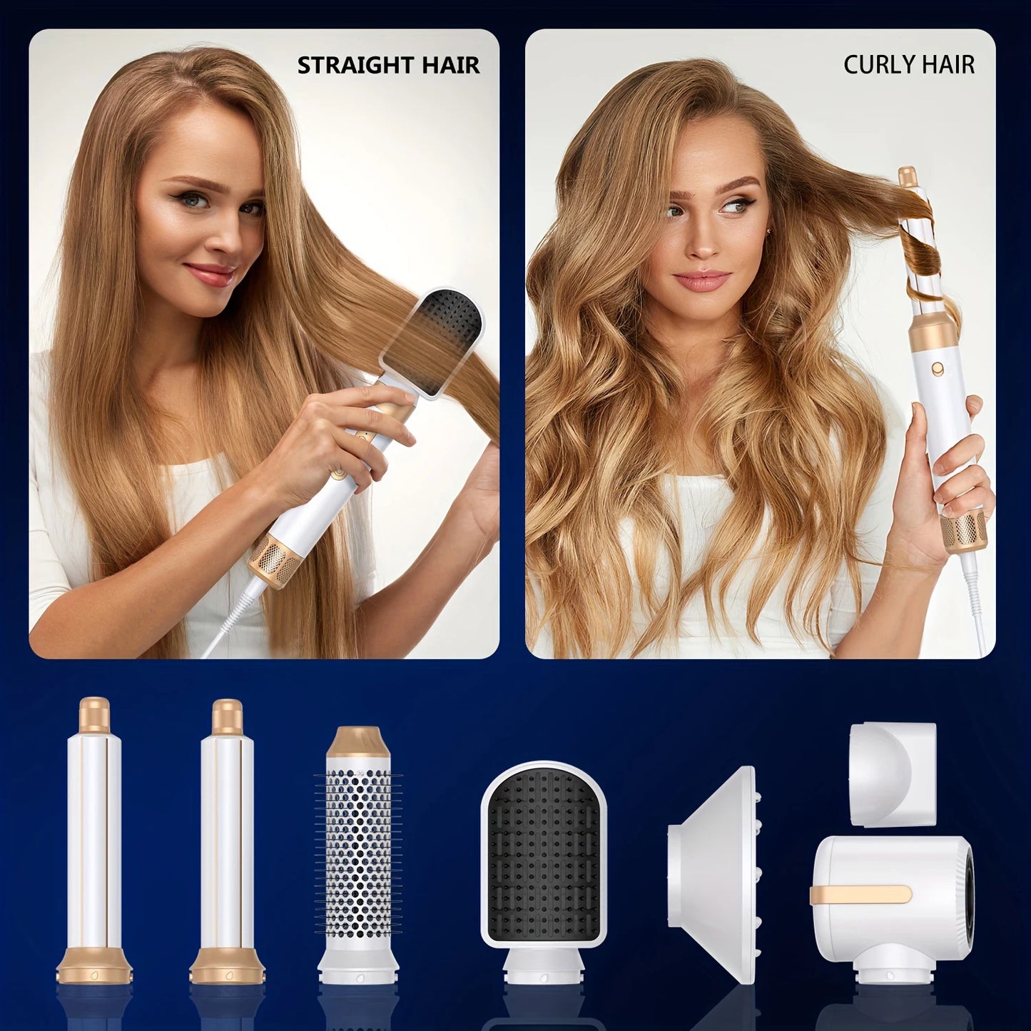 7 In 1 Hair Dryer Brush Brushless High Speed Hair Dryer with Diffuser Ionic Blow Dryer Hot Air Styling Comb Auto Hair Curler