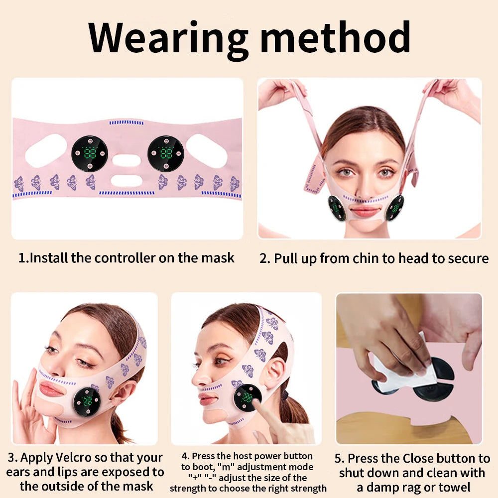 NEW EMS Head Massage USB Charging Facial Slimming Strap Face Lifting Reduce Double Chin Cheek Lift Up Face Thin Mask