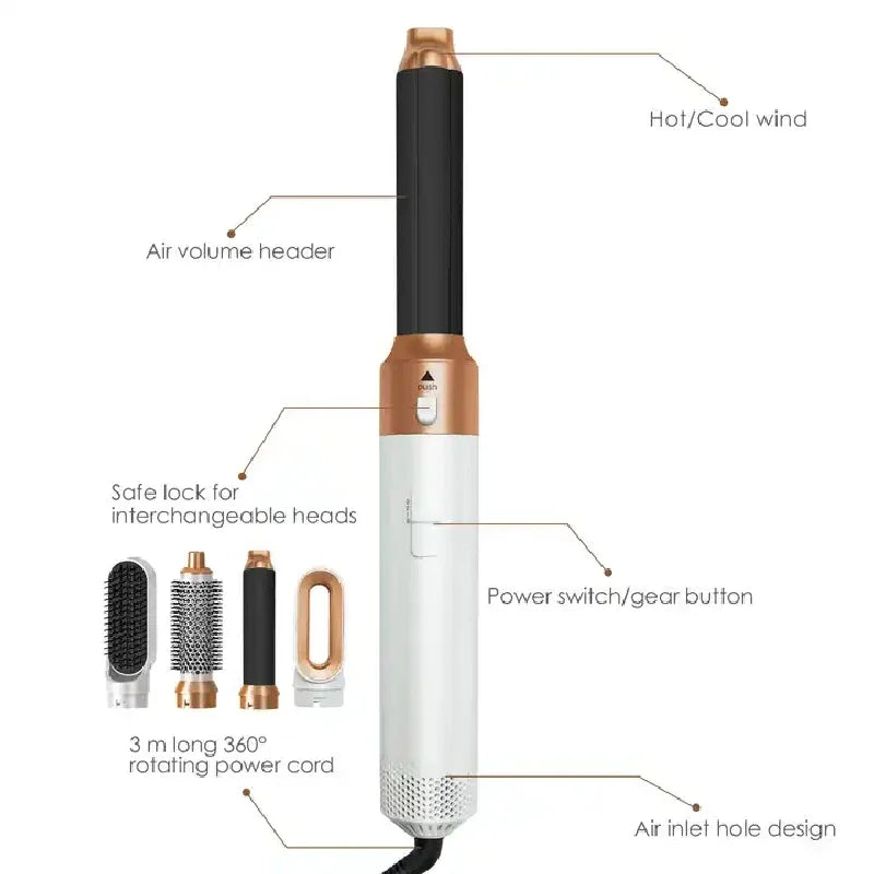 Hair Dryer 5 In 1 Hot Air Comb Curlers With Diffuser Electric Blow Dryer Professional Complete Multifunctional Hot Air Brush