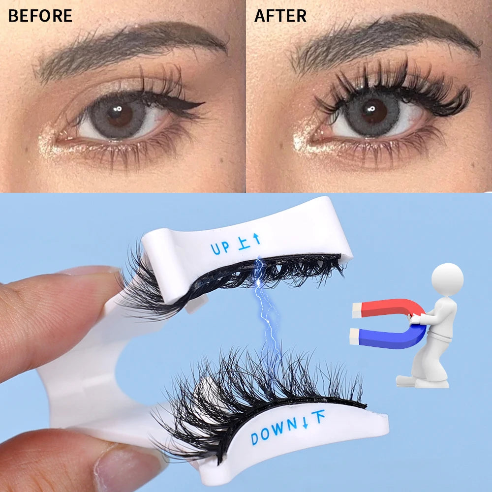 Magnets Tweezer with 3D Magnetic Natural Mink False Eyelash Professional Eyelash Extension Makeup Curler Clip Clamp Makeup Tool