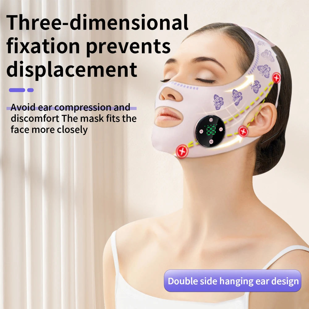 NEW EMS Head Massage USB Charging Facial Slimming Strap Face Lifting Reduce Double Chin Cheek Lift Up Face Thin Mask