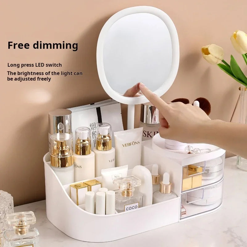 Makeup Mirror Skincare Storage Rack Lipstick Sorting Box