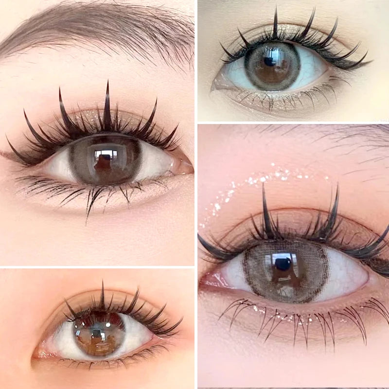 Yelix Lashes Natural Eyelashes False C Curl Manga Spiky Fake Eyelashes Wispy Cat Eye Lashes Cluster Lashes Makeup Anime Cosplay