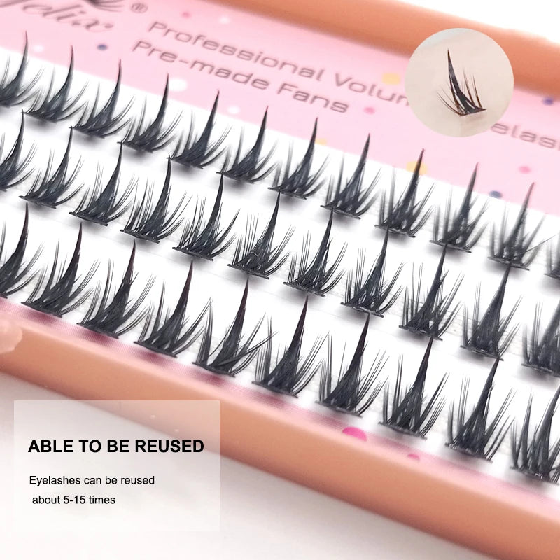 Yelix Lashes Natural Eyelashes False C Curl Manga Spiky Fake Eyelashes Wispy Cat Eye Lashes Cluster Lashes Makeup Anime Cosplay