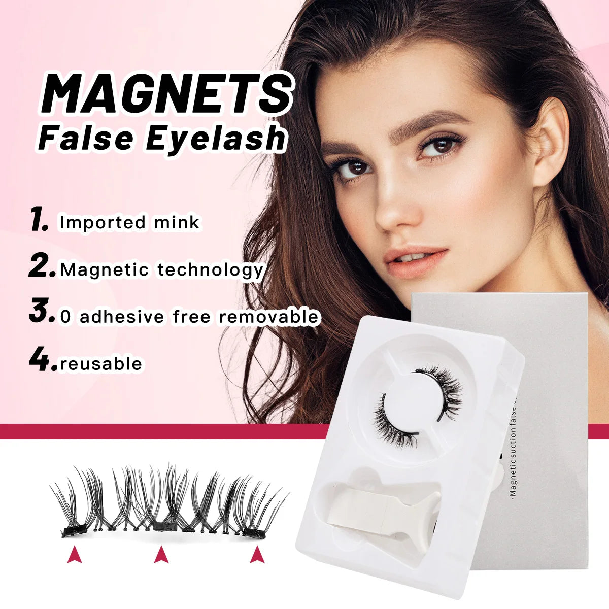 Magnetic Lashes Curler Set Long BLACK Professional Premium Reusable 3D False Eyelashes Sexy Alluring