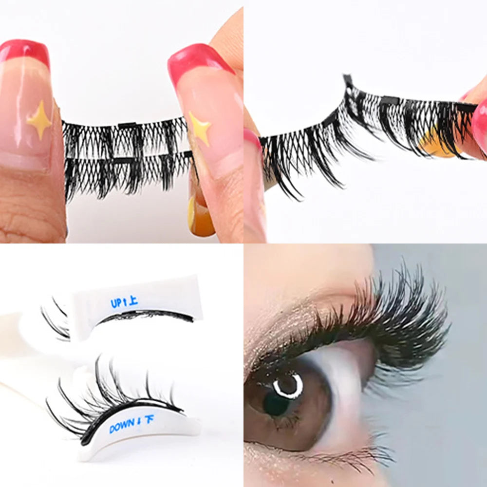 Upgrade Magnetic False Eyelashes With Tweezers 1 Pair Eyelash Extension 3D Natural Fake Lashes 3-Step Press On False Eyelash