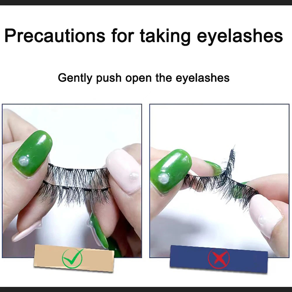 Mix Eyelashes 2 Pairs Double Magnet False Lashes Set 3D Magnetic Eyelashes with Acrylic Box Reusable Makeup Tool Girls' Gift