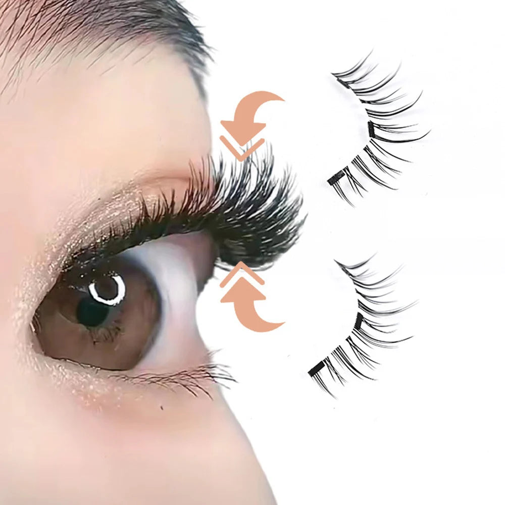 Upgrade Magnetic False Eyelashes With Tweezers 1 Pair Eyelash Extension 3D Natural Fake Lashes 3-Step Press On False Eyelash