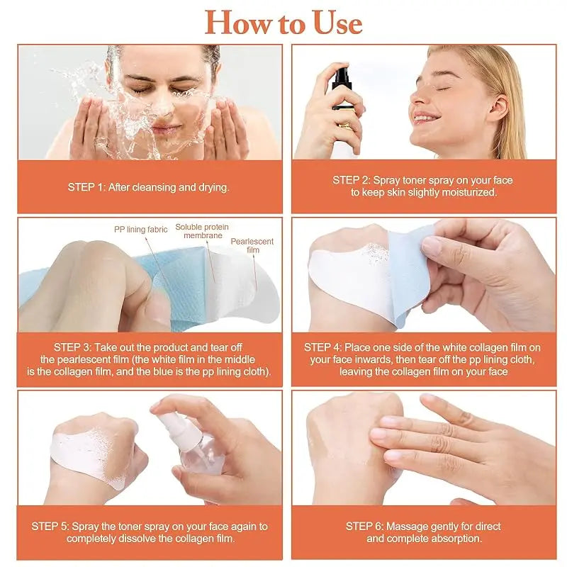 3set/box Water Soluble Mask Melting Collagen Pure Face Films Hydrating Moisturizing Reduce Fine Lines Improve Skin Elasticity