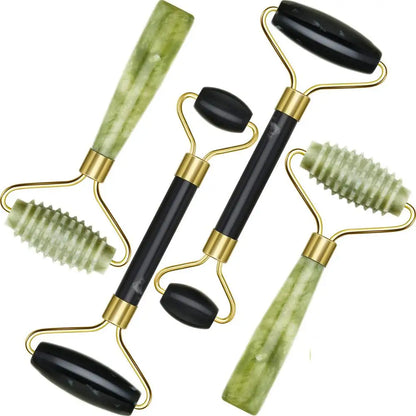 Jade Roller Facial Ridged Roller Skin Massage Tools Anti Aging and Wrinkles for Face, Eye, Neck, Body for Lymphatic Massage