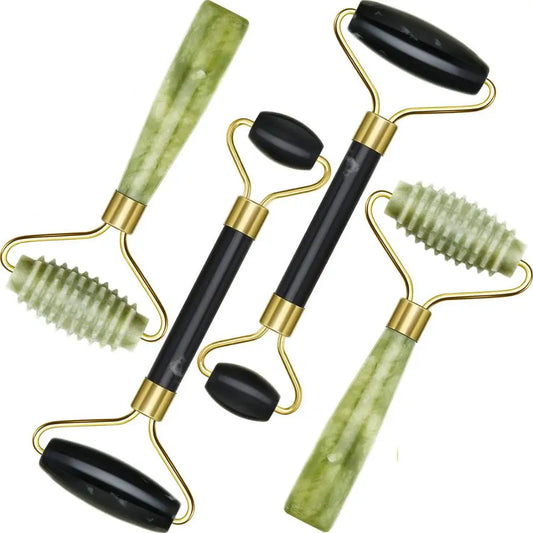 Jade Roller Facial Ridged Roller Skin Massage Tools Anti Aging and Wrinkles for Face, Eye, Neck, Body for Lymphatic Massage