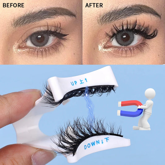 Magnets Tweezer with 3D Magnetic Natural Mink False Eyelash Professional Eyelash Extension Makeup Curler Clip Clamp Makeup Tool