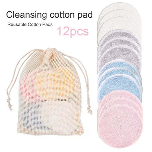 Pads 12pcs/Pack Washable Rounds Cleansing Facial Cotton Make Up