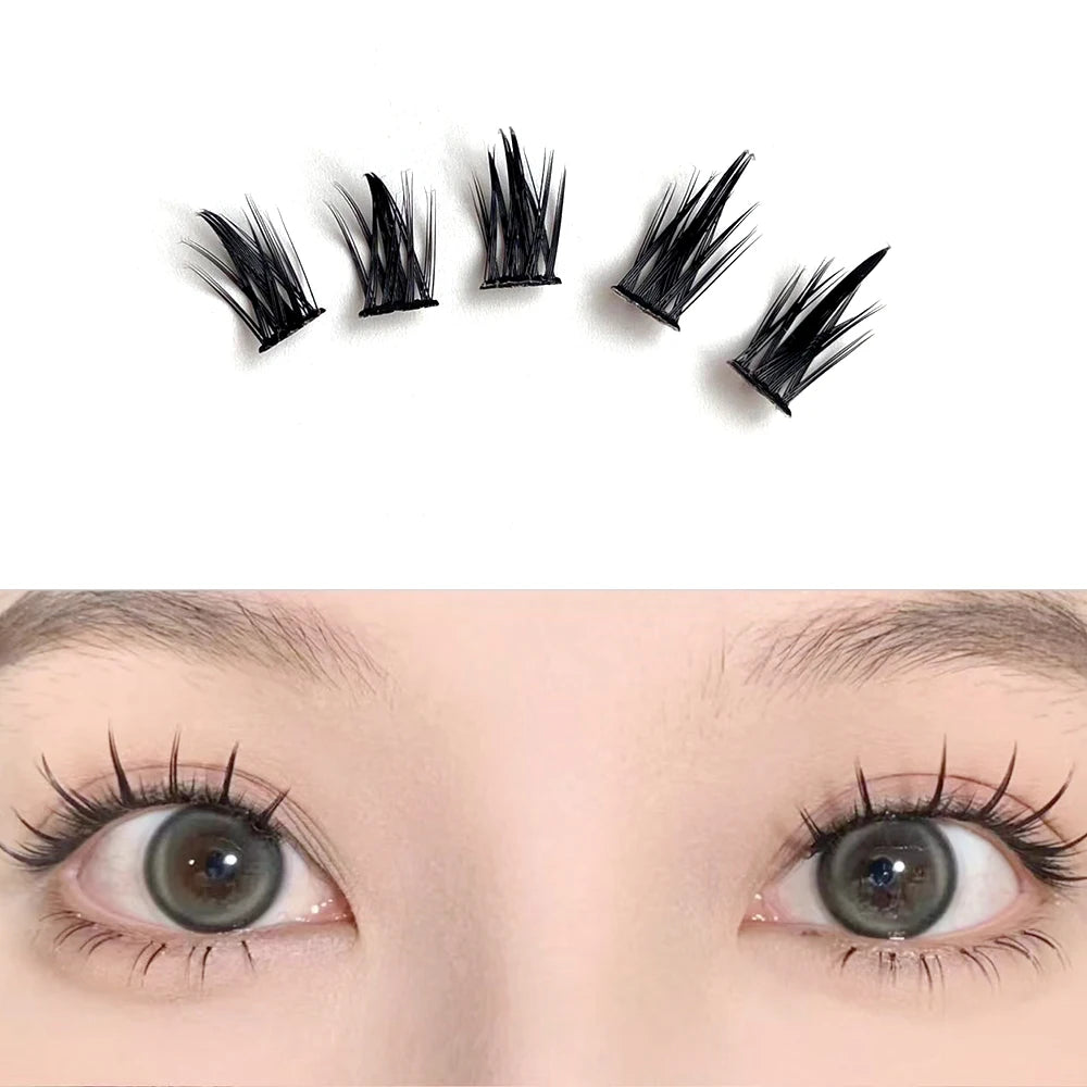 Yelix Lashes Natural Eyelashes False C Curl Manga Spiky Fake Eyelashes Wispy Cat Eye Lashes Cluster Lashes Makeup Anime Cosplay